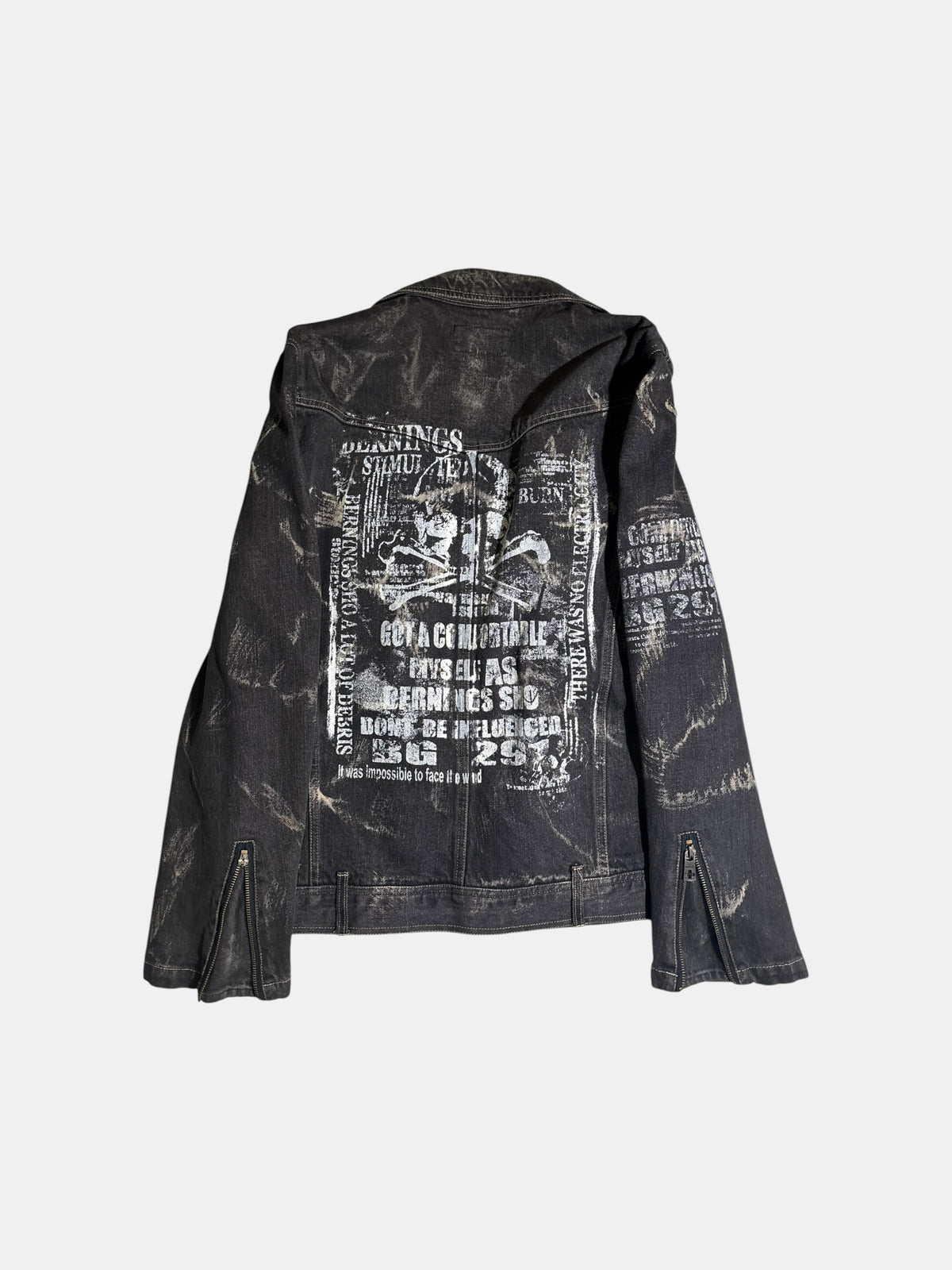 Skull Print Denim Rider Jacket