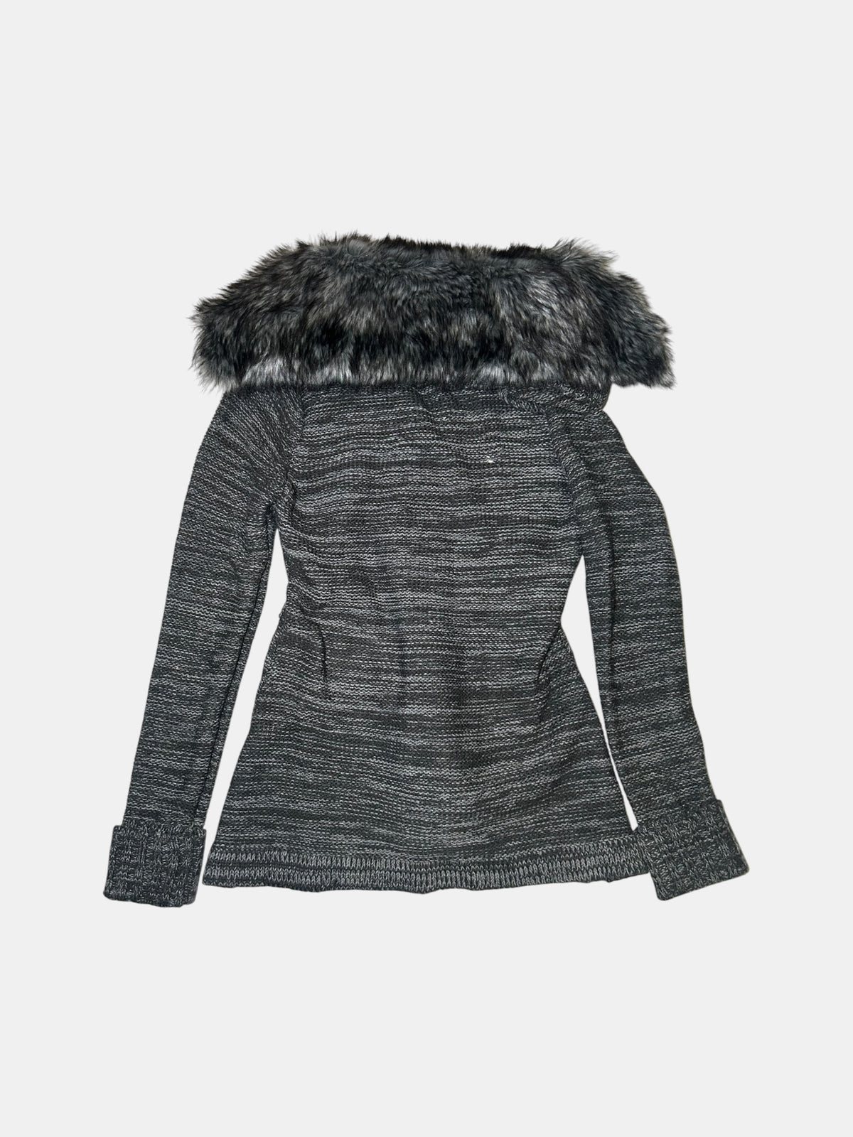 Fur-Collar Knit Cardigan