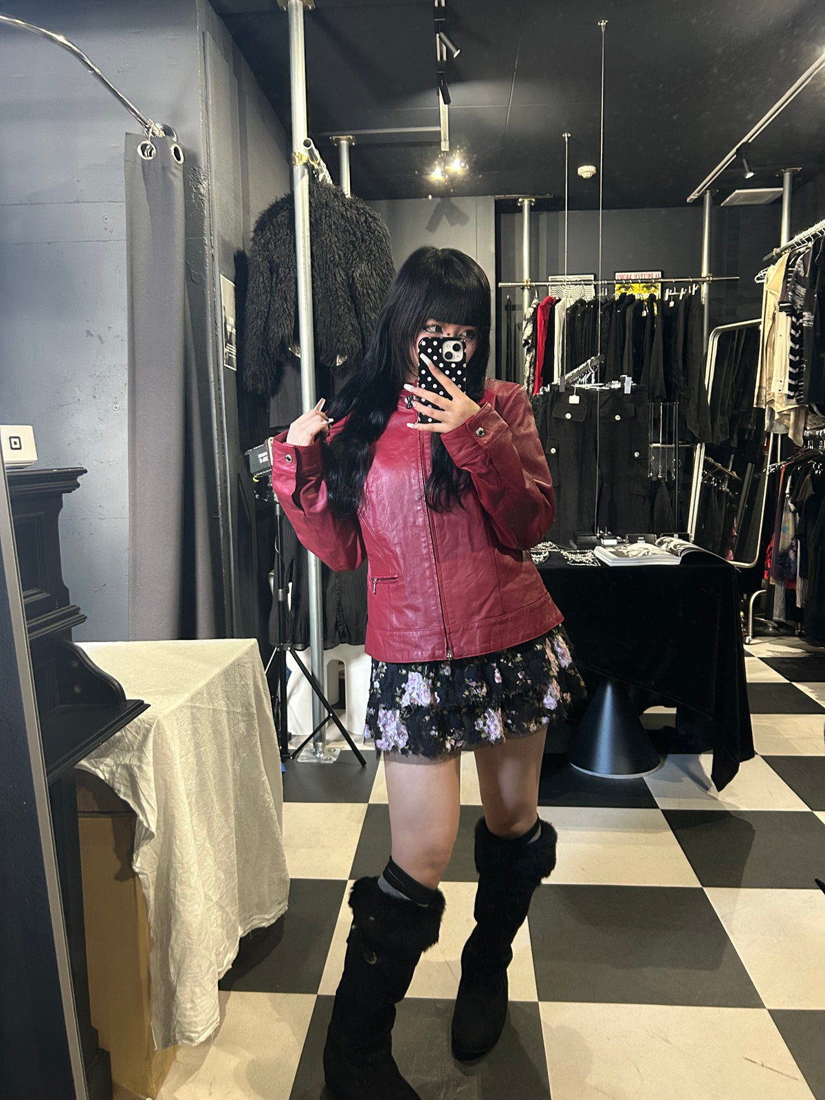 Stand-Collar Leather Jacket