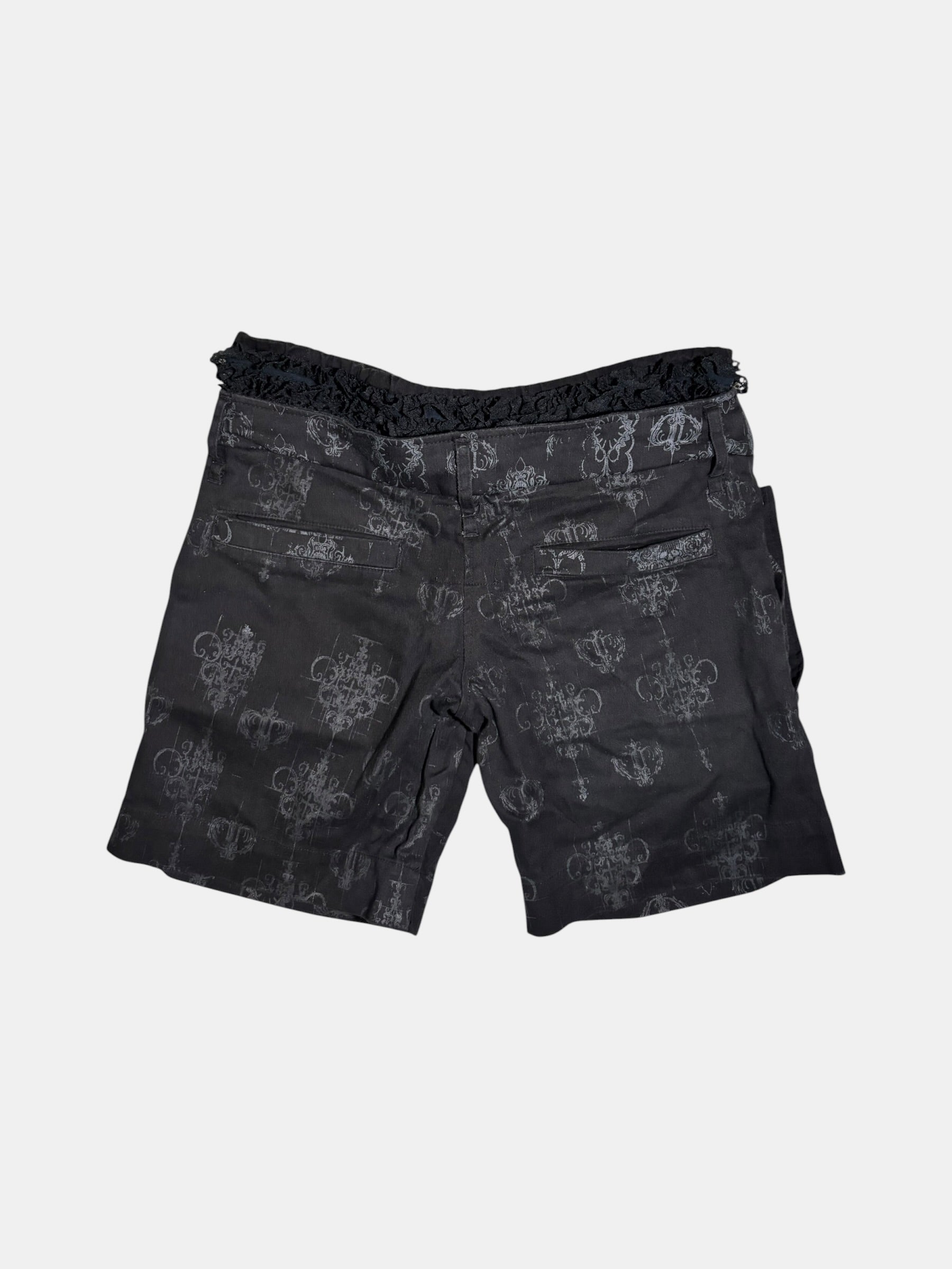 h.NAOTO Damask Print Layered Shorts