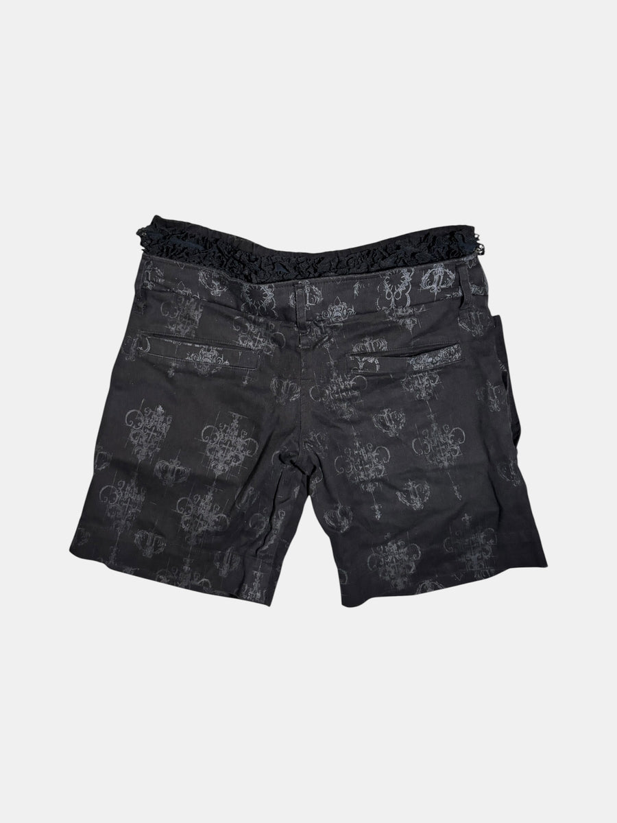 h.NAOTO Damask Print Layered Shorts