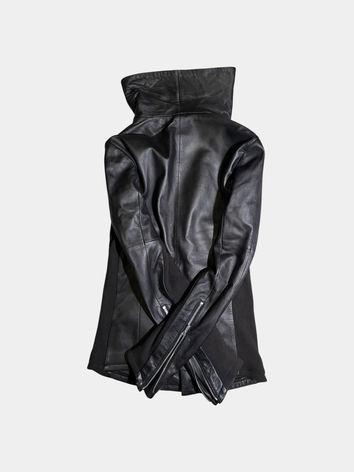 Stand-Collar Leather Jacket