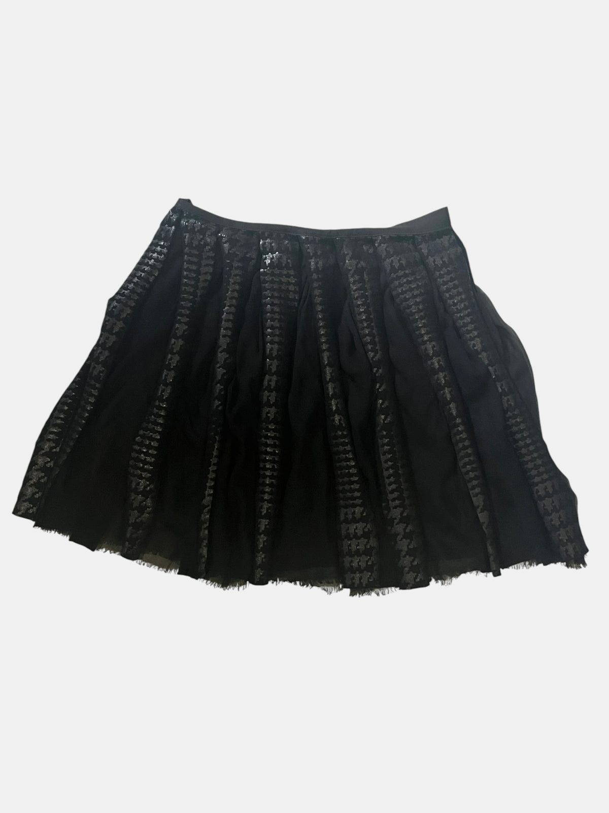 sacai Pleated Mini Skirt with Sheer Houndstooth Panels
