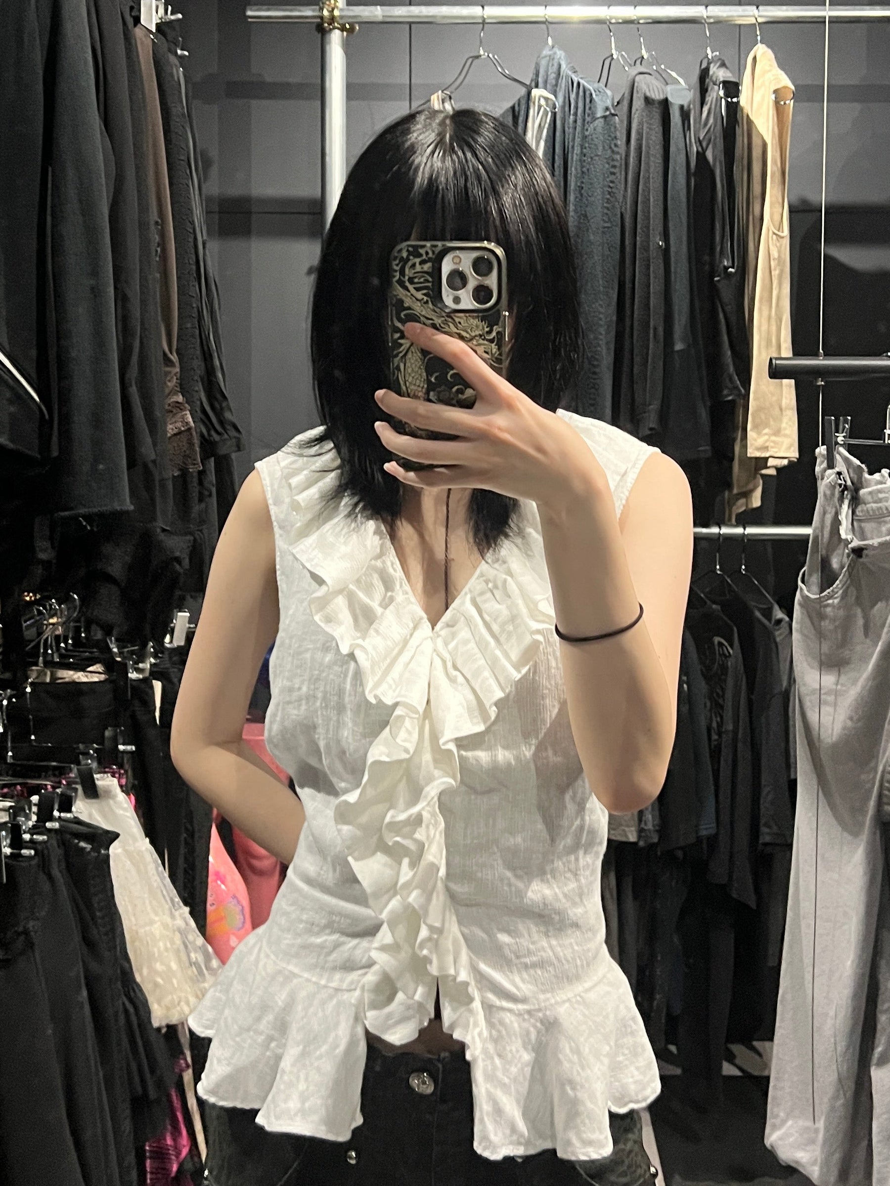 Ralph Lauren Ruffle Sleeveless Blouse