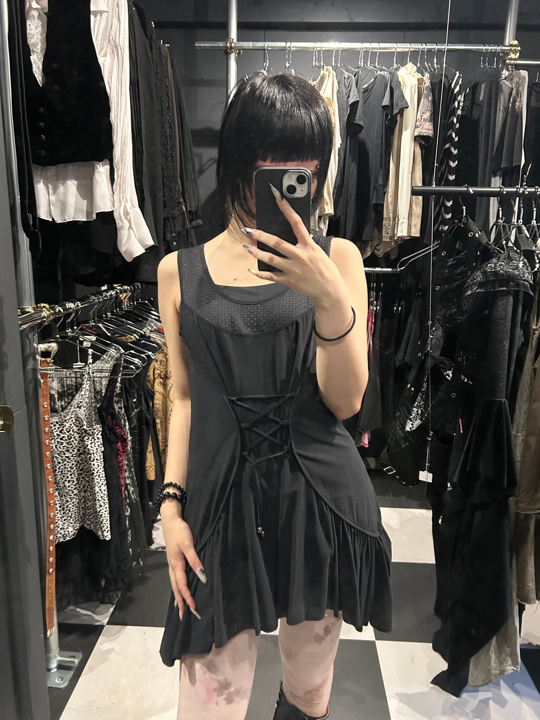 Lace-Up Mini Dress