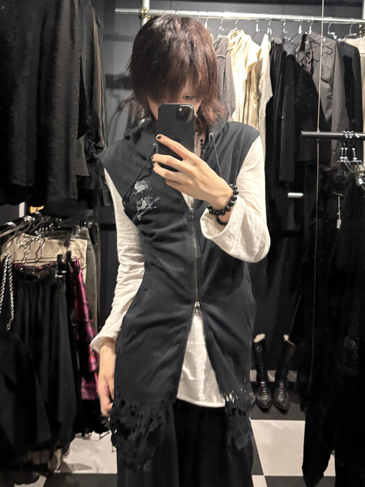 Bernings Sho Skull Sleeveless Zip Hoodie