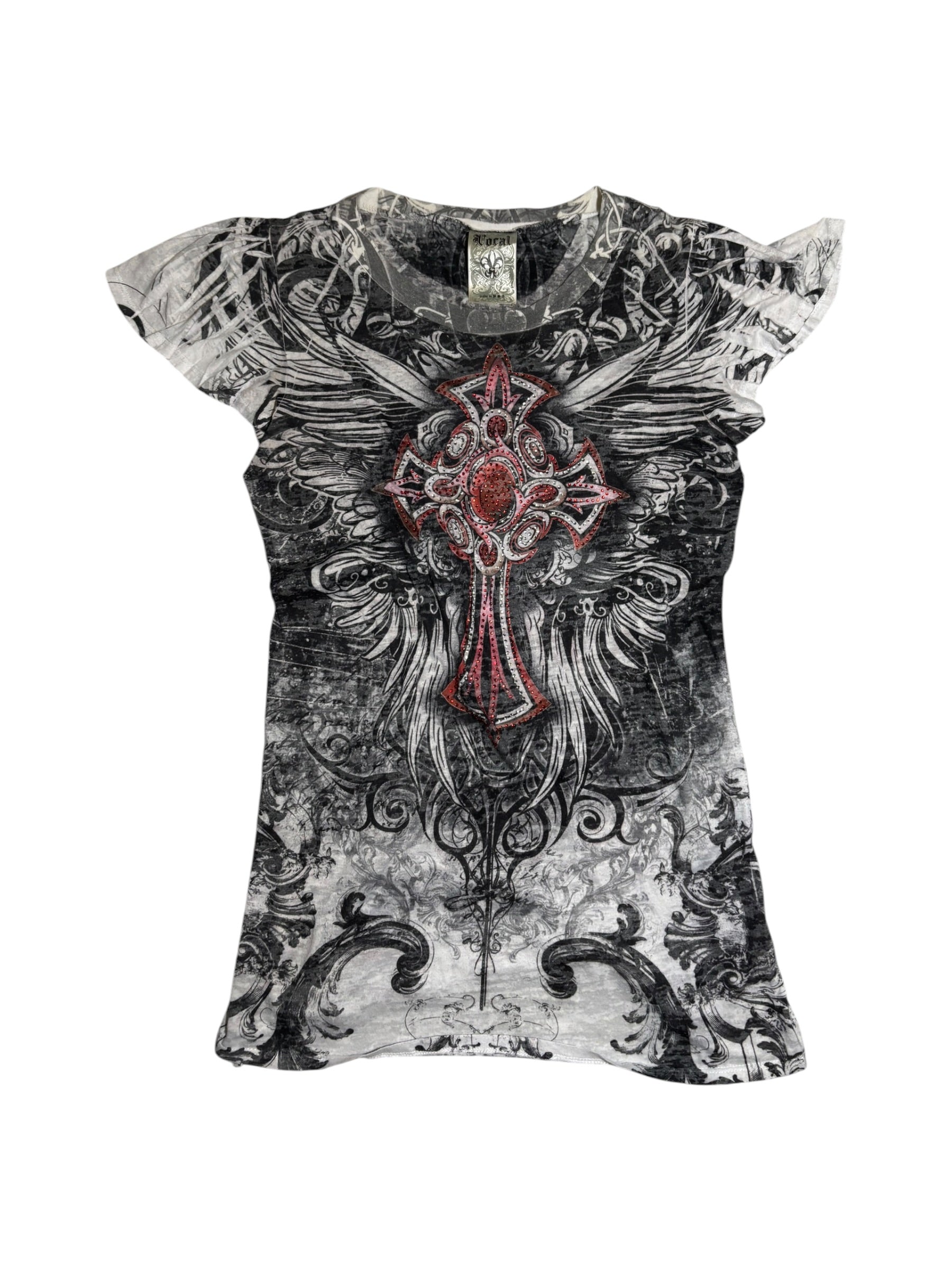 Embellished Cross Graphic T-Shirt