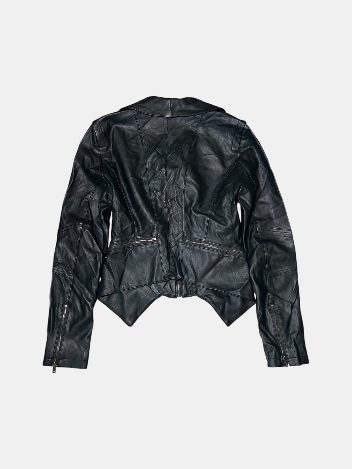 Pointed-Hem Leather Jacket