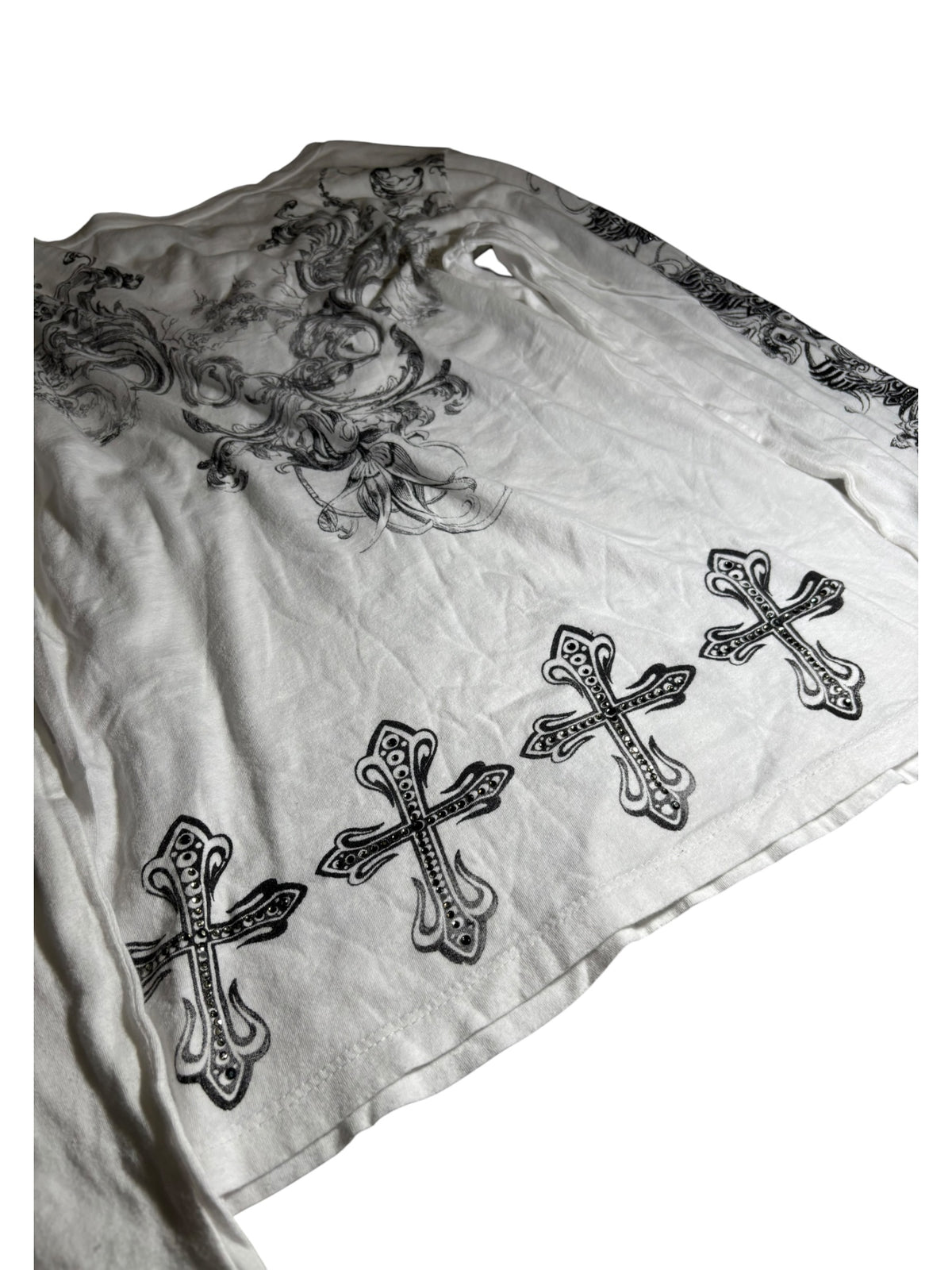 Y2K Embellished Cross Long-Sleeve T-Shirt