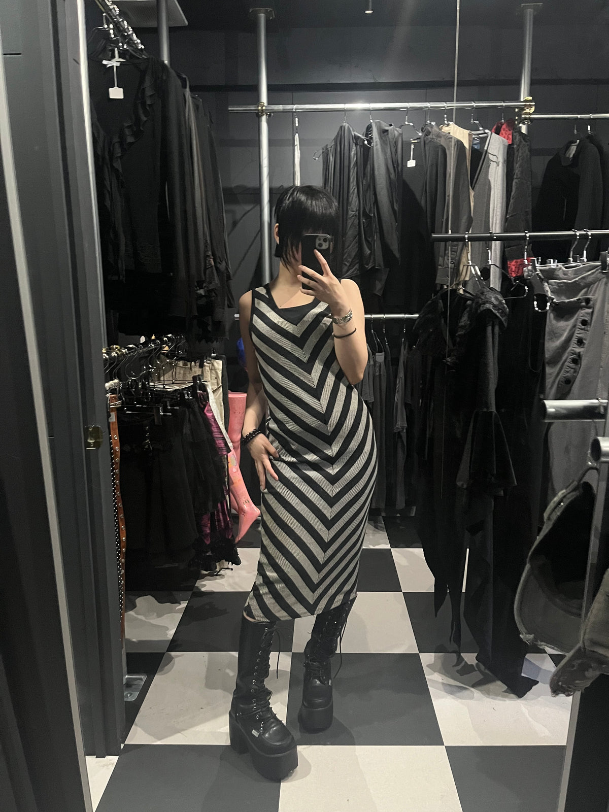 Chevron Stripe Bodycon Midi Dress