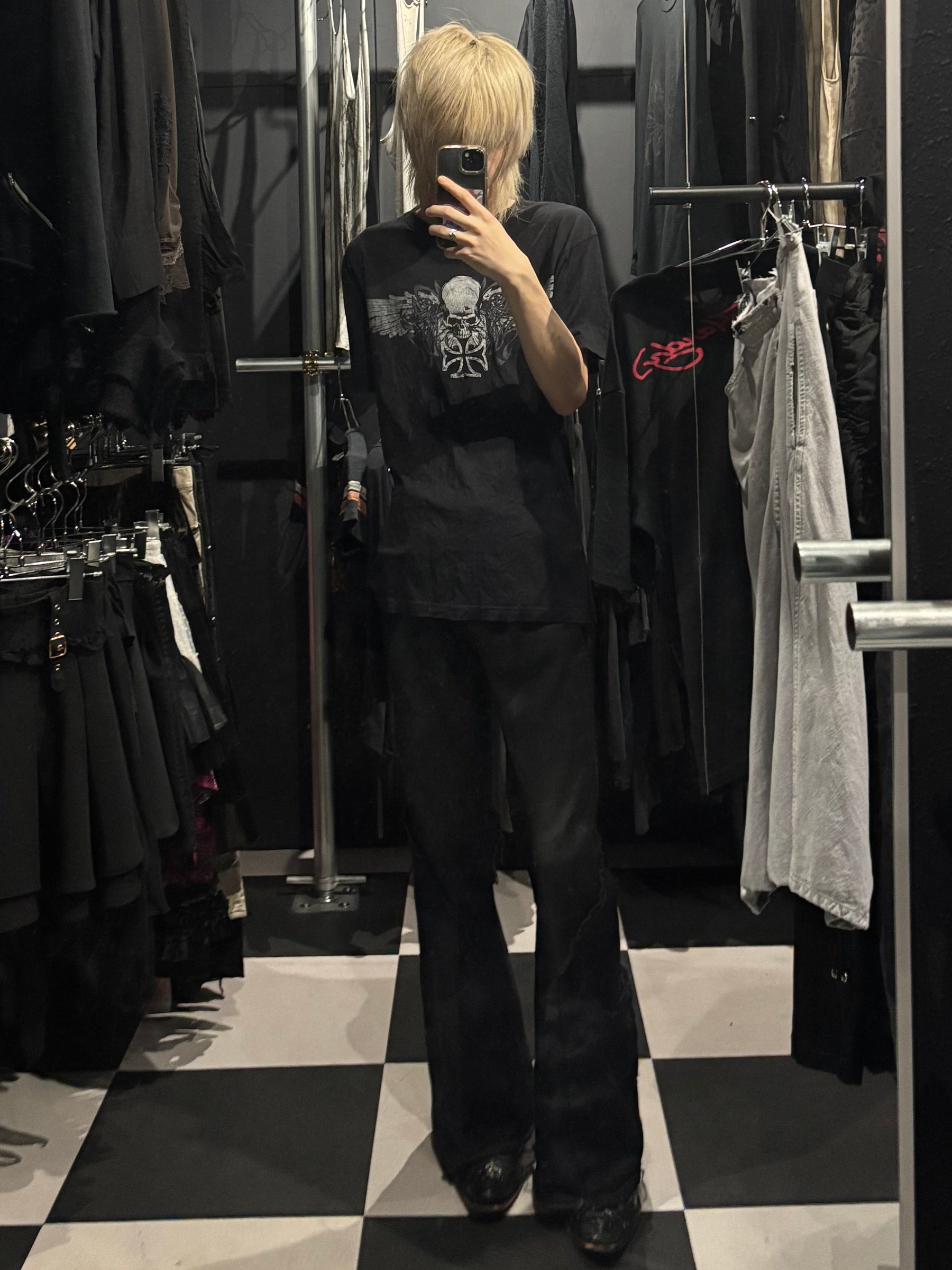 Y2K Winged Skull Graphic Tee