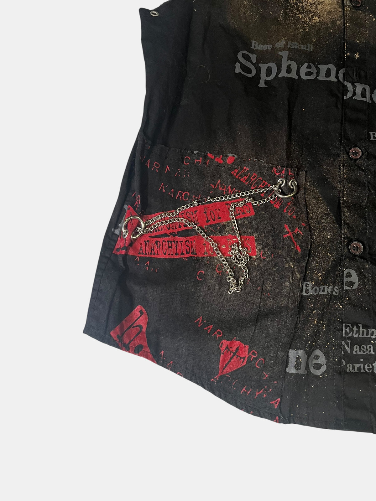 h.ANARCHY Bleached Bone-Graphic Ring Vest