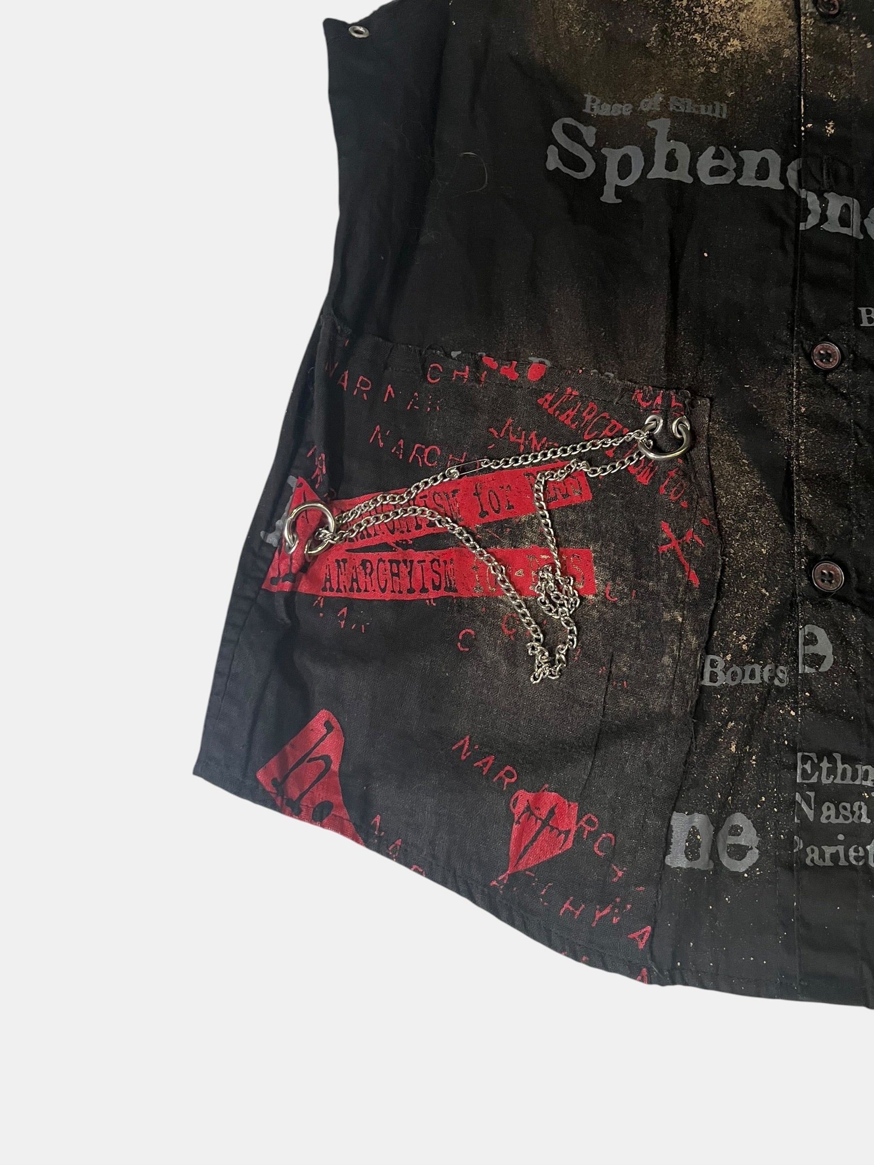 h.ANARCHY Bleached Bone-Graphic Ring Vest