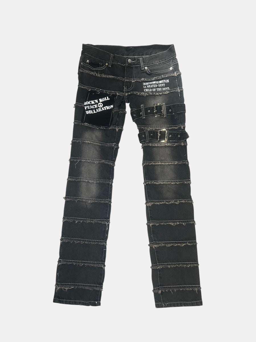 Frayed Panel Jeans