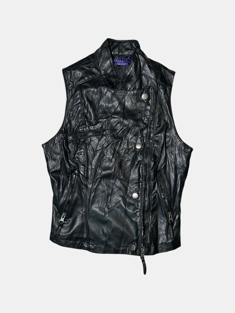 Asymmetric-Zip Biker Vest