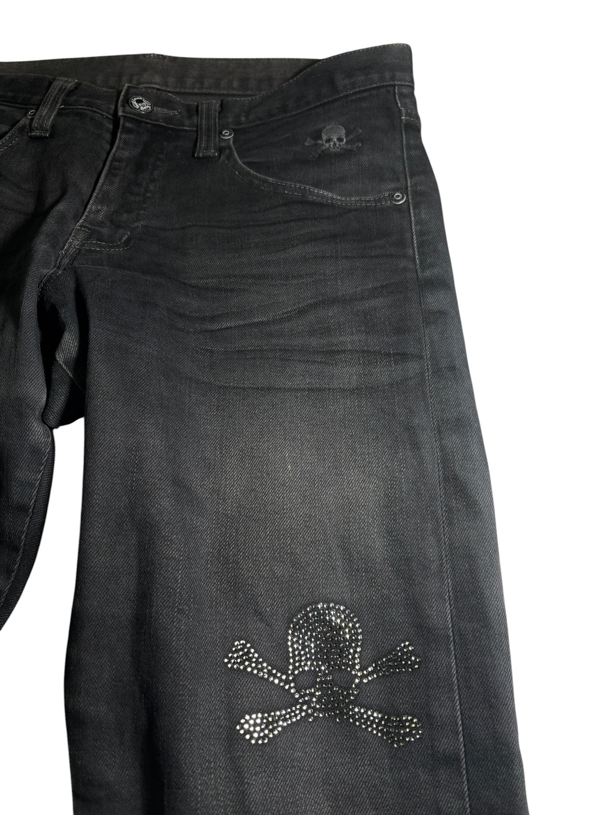 Roen Rhinestone Skull Slim Jeans