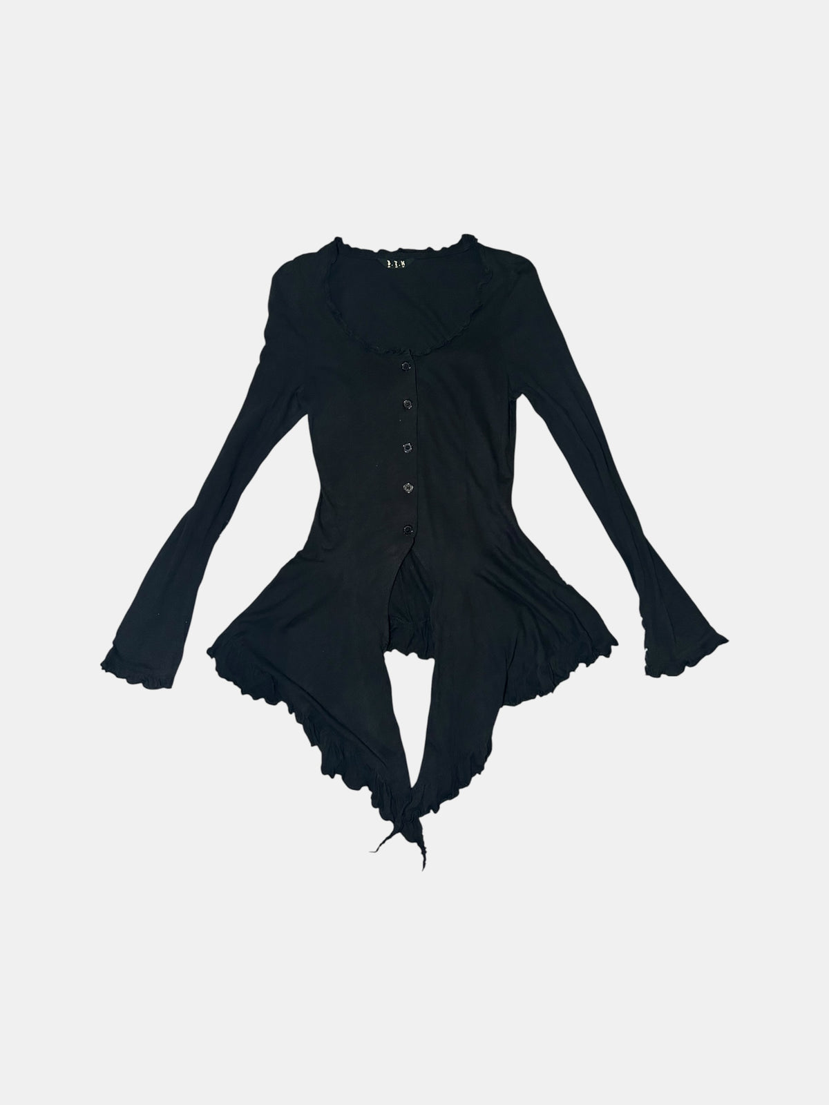 Pointed-Hem Button-Up Top