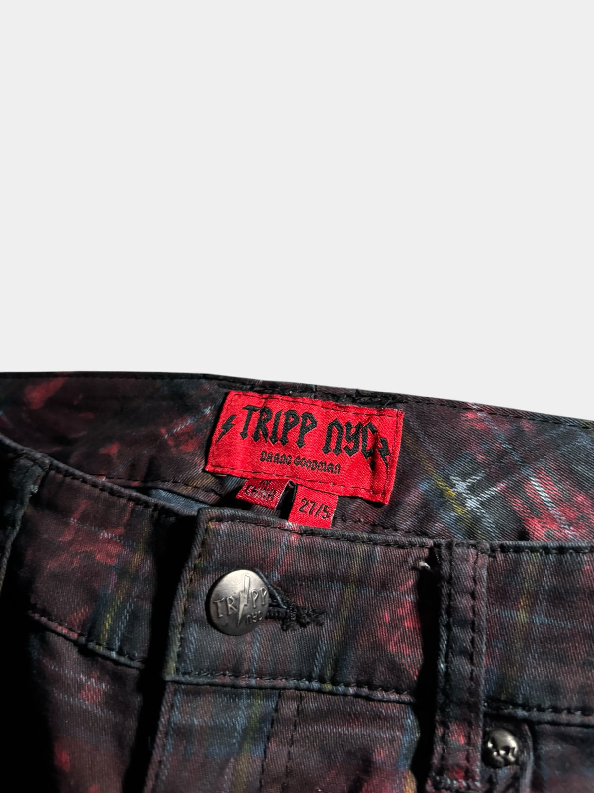 Tie-Dyed Tartan Skinny Pants