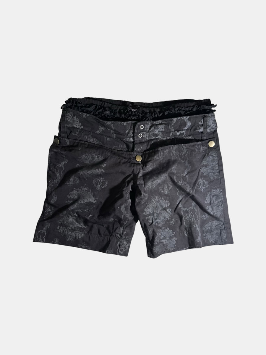 h.NAOTO Damask Print Layered Shorts