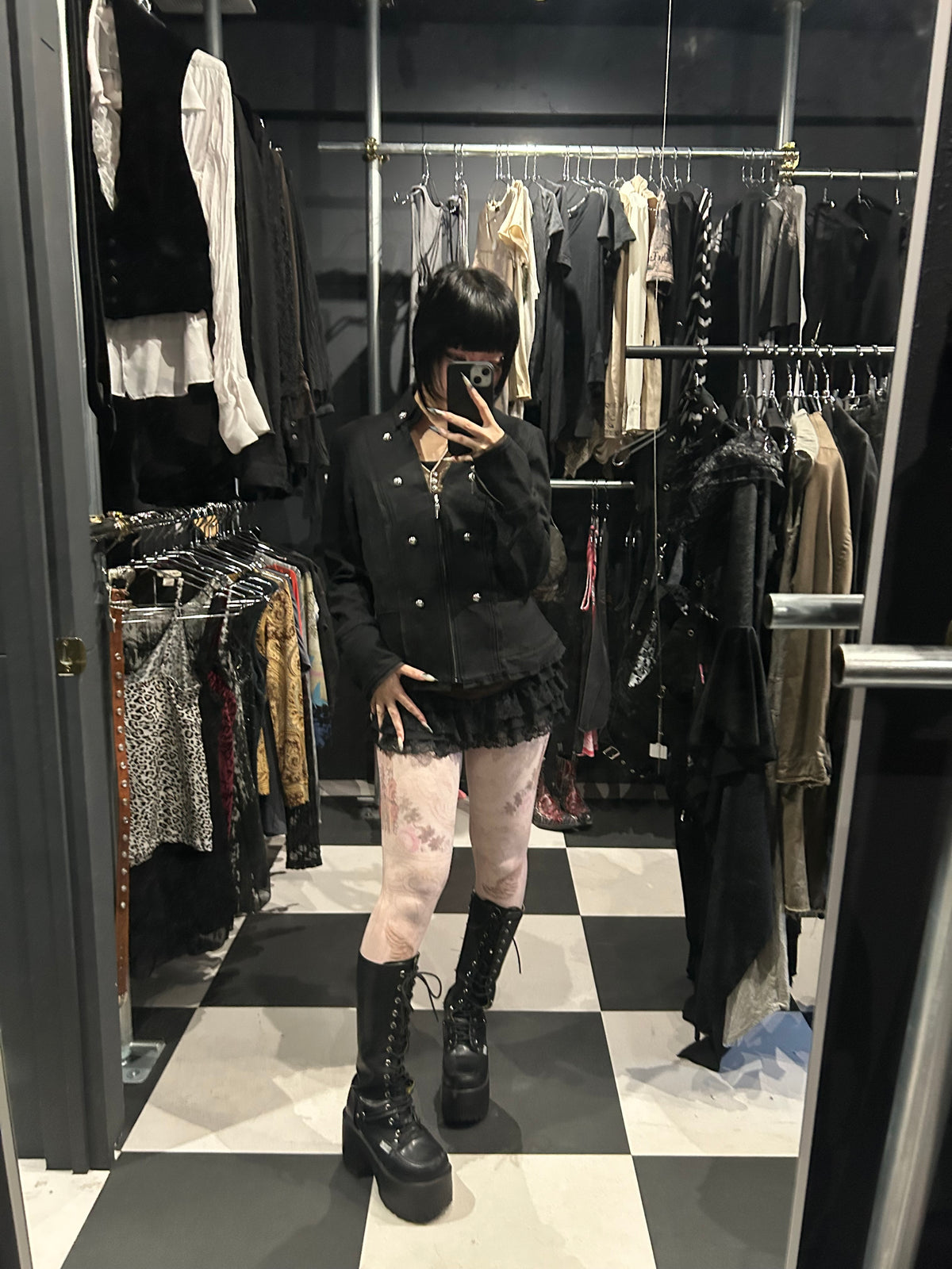 Rose-Button Peplum Jacket