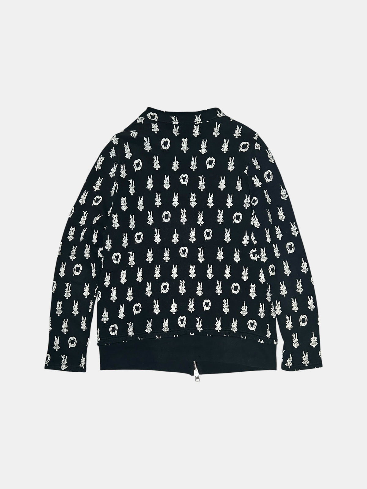 Skeleton-Hand Print Zip Jacket