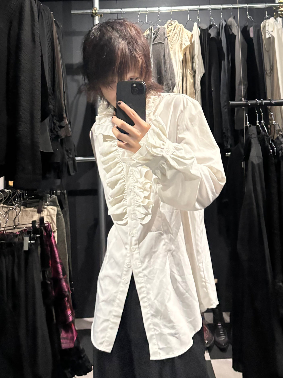 Ruffle Stand Collar Shirt
