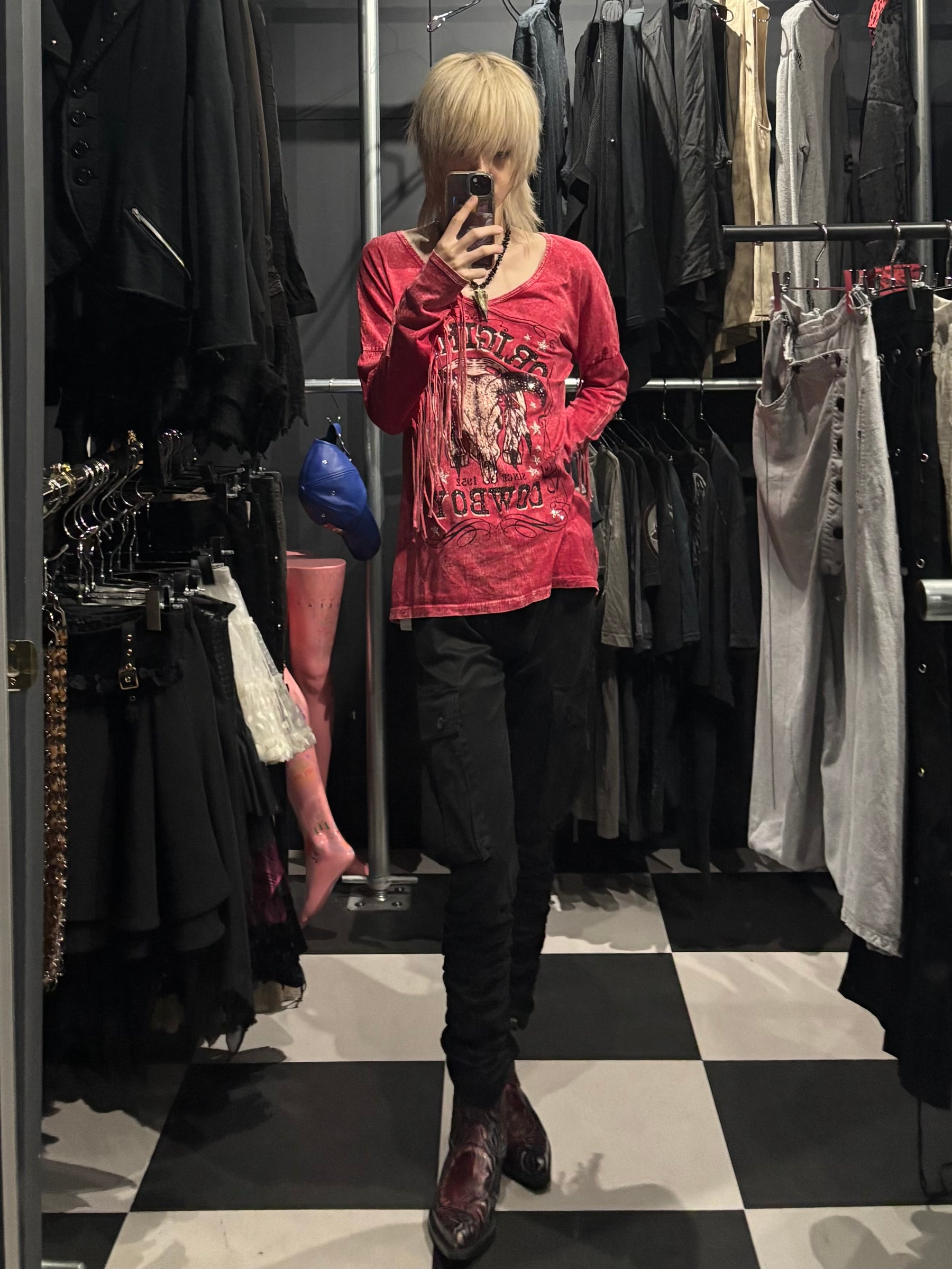Y2K Rhinestone Cow Skull Long Sleeve