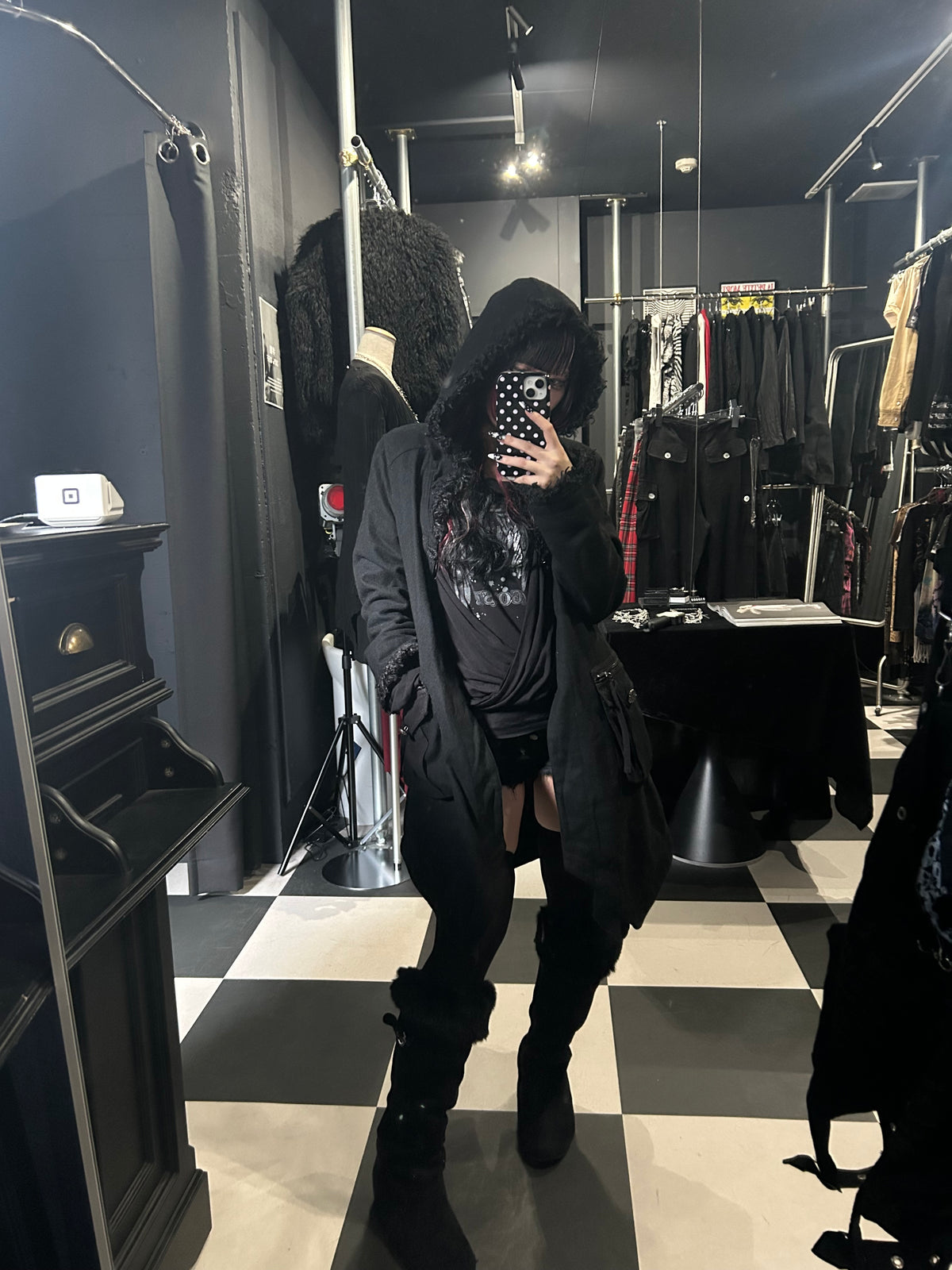 Shaggy-Trim Hooded Coat
