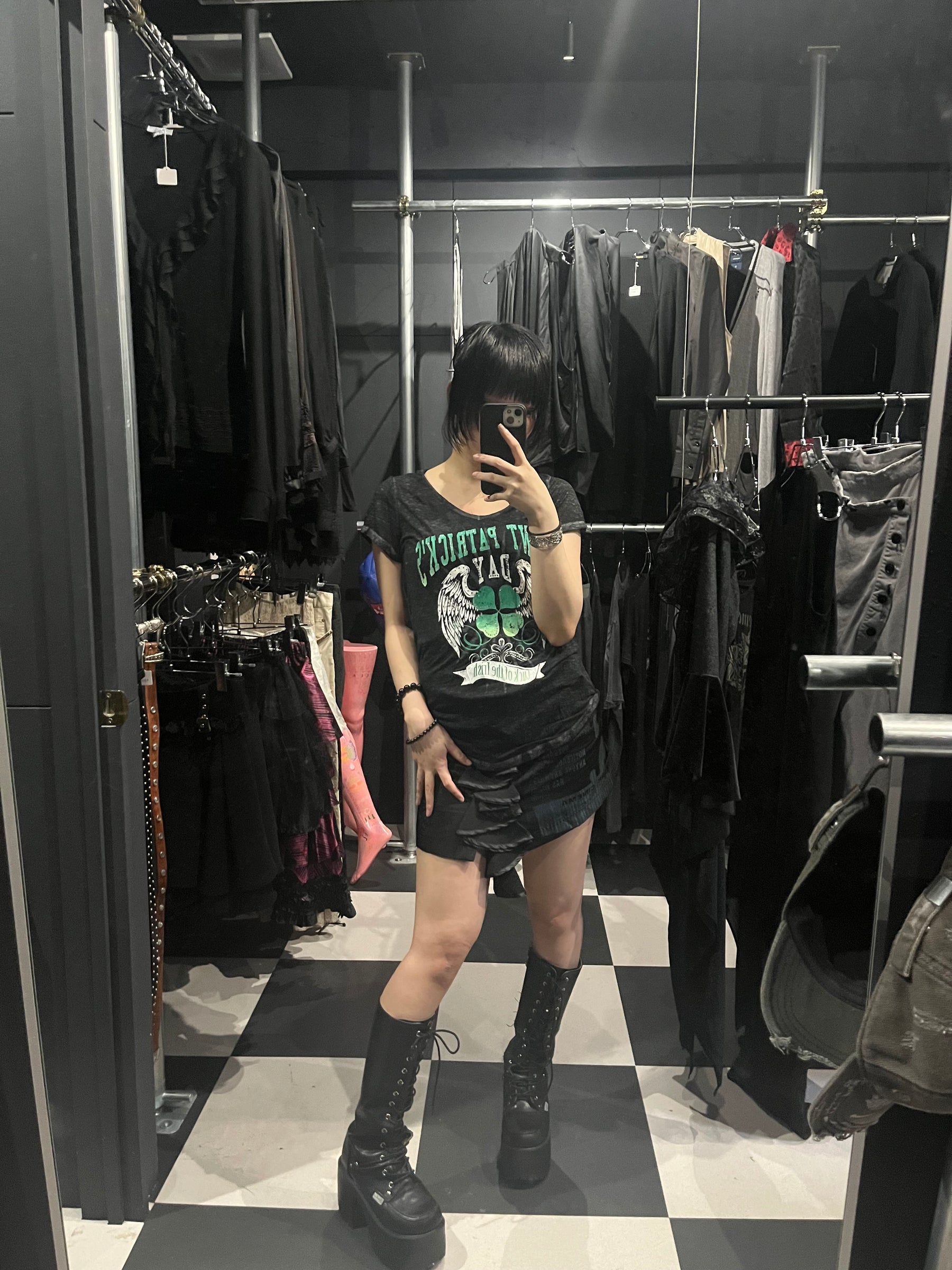 Rocker Girl Winged Shamrock V-Neck Tee