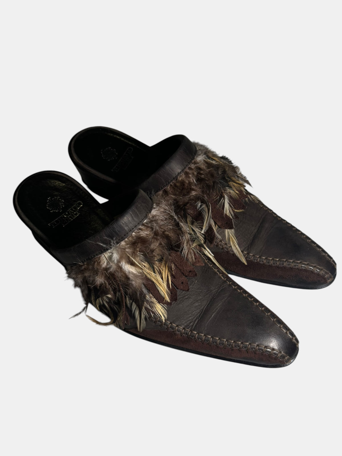 Tornado Mart J-Rock Feather Pointed Toe Mules