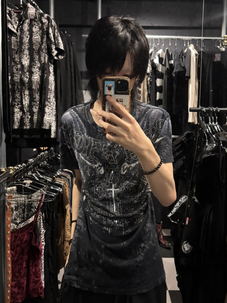Rhinestone Cross Graphic T-Shirt