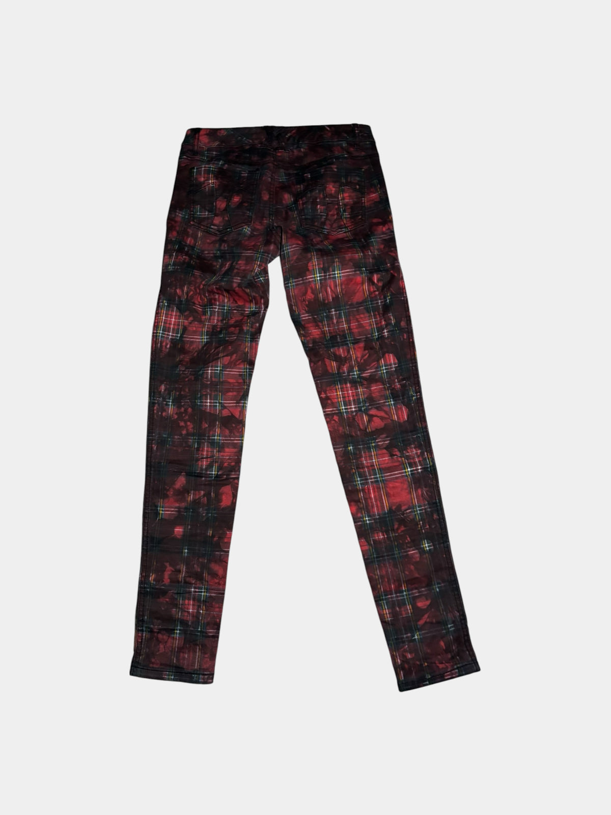Tie-Dyed Tartan Skinny Pants