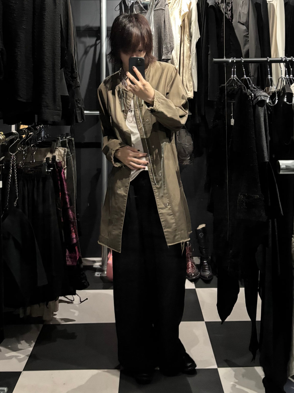 UNDERCOVER Collarless Military Coat