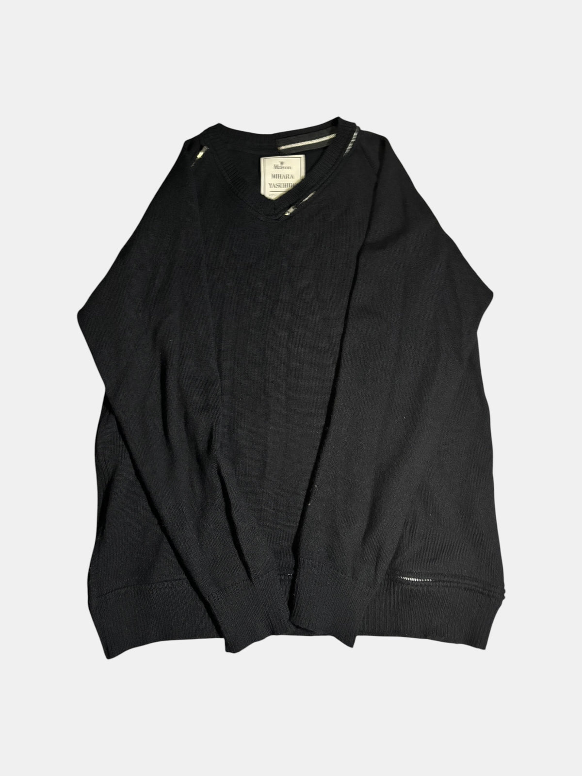 Zip-Detail V-Neck Sweater