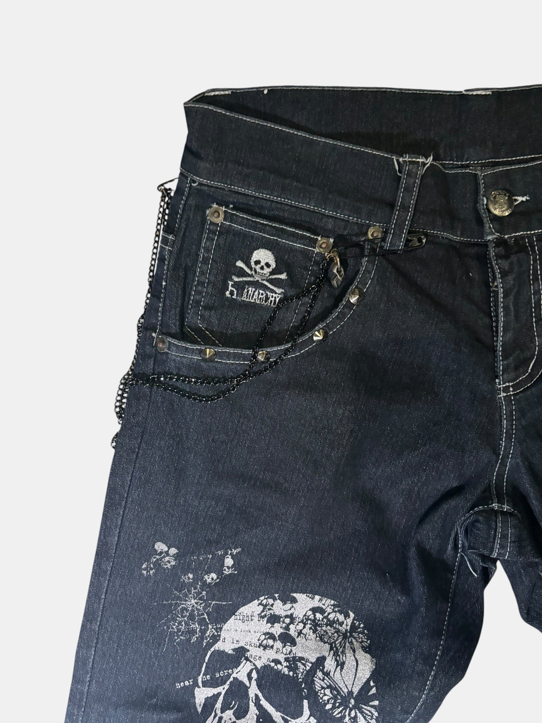 h.NAOTO h.ANARCHY Punk Patchwork Flare Jeans