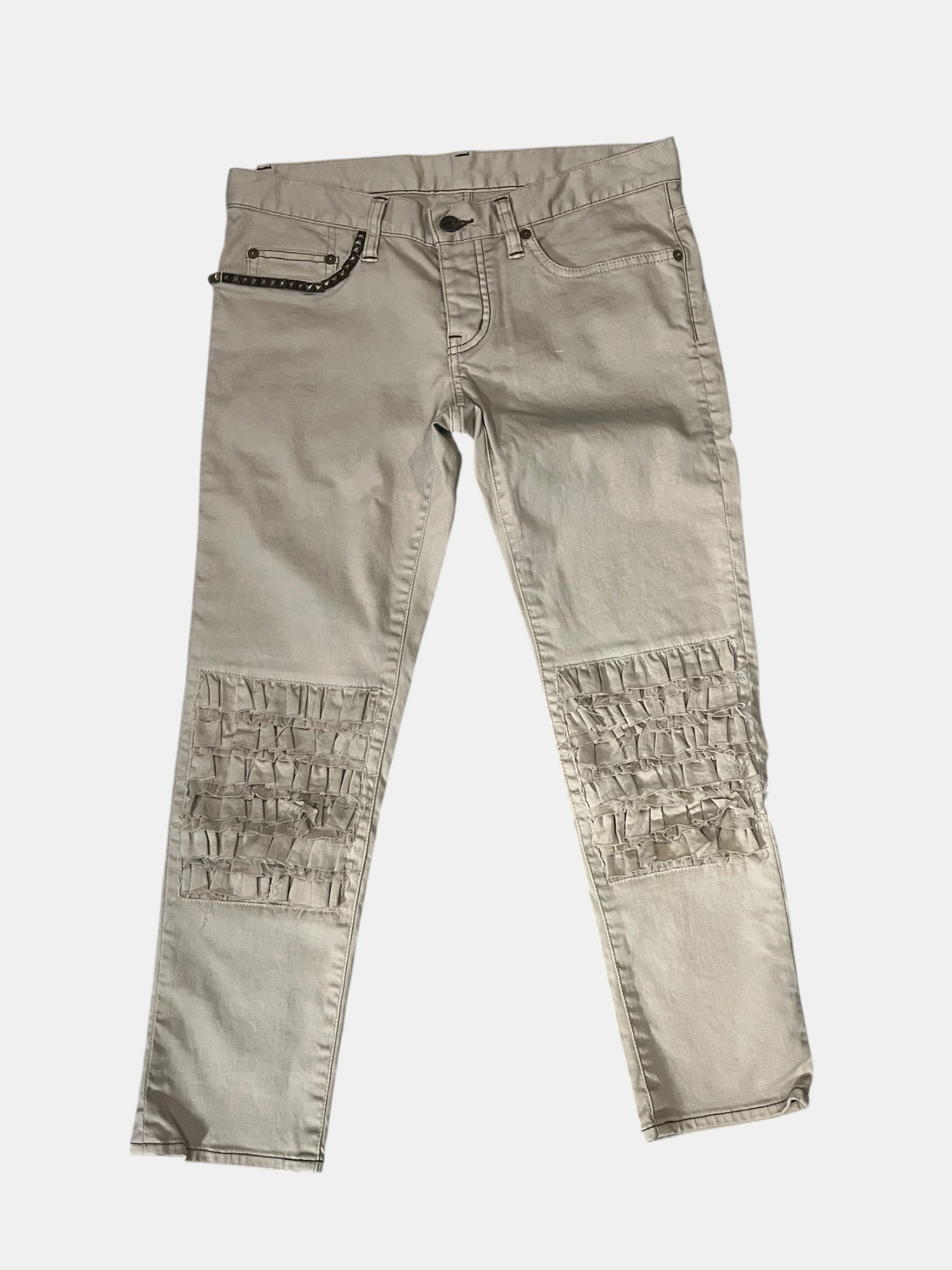 HYSTERIC GLAMOUR Studded Ruffle-Knee Slim Pants