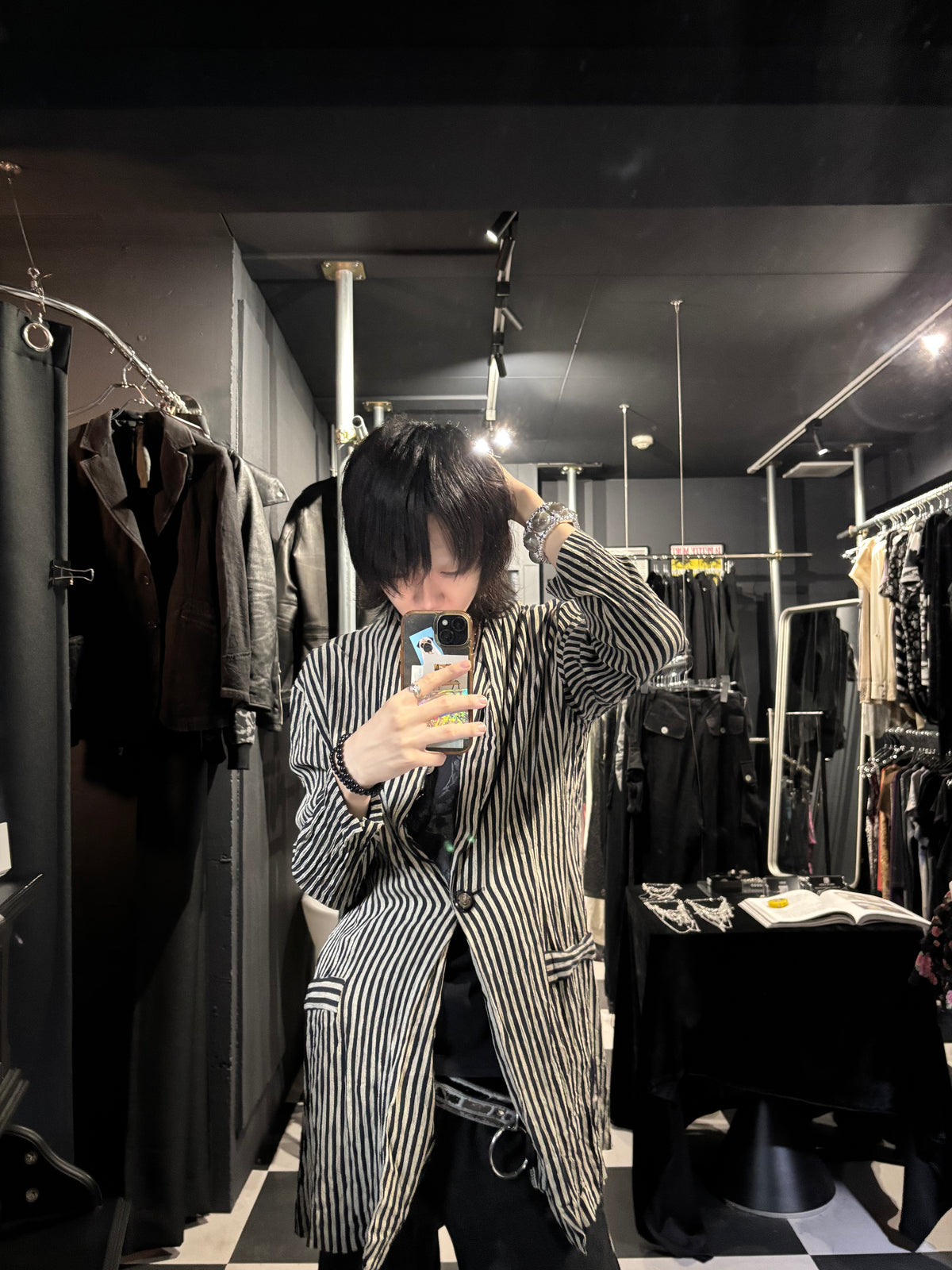 Striped Collarless Jacket