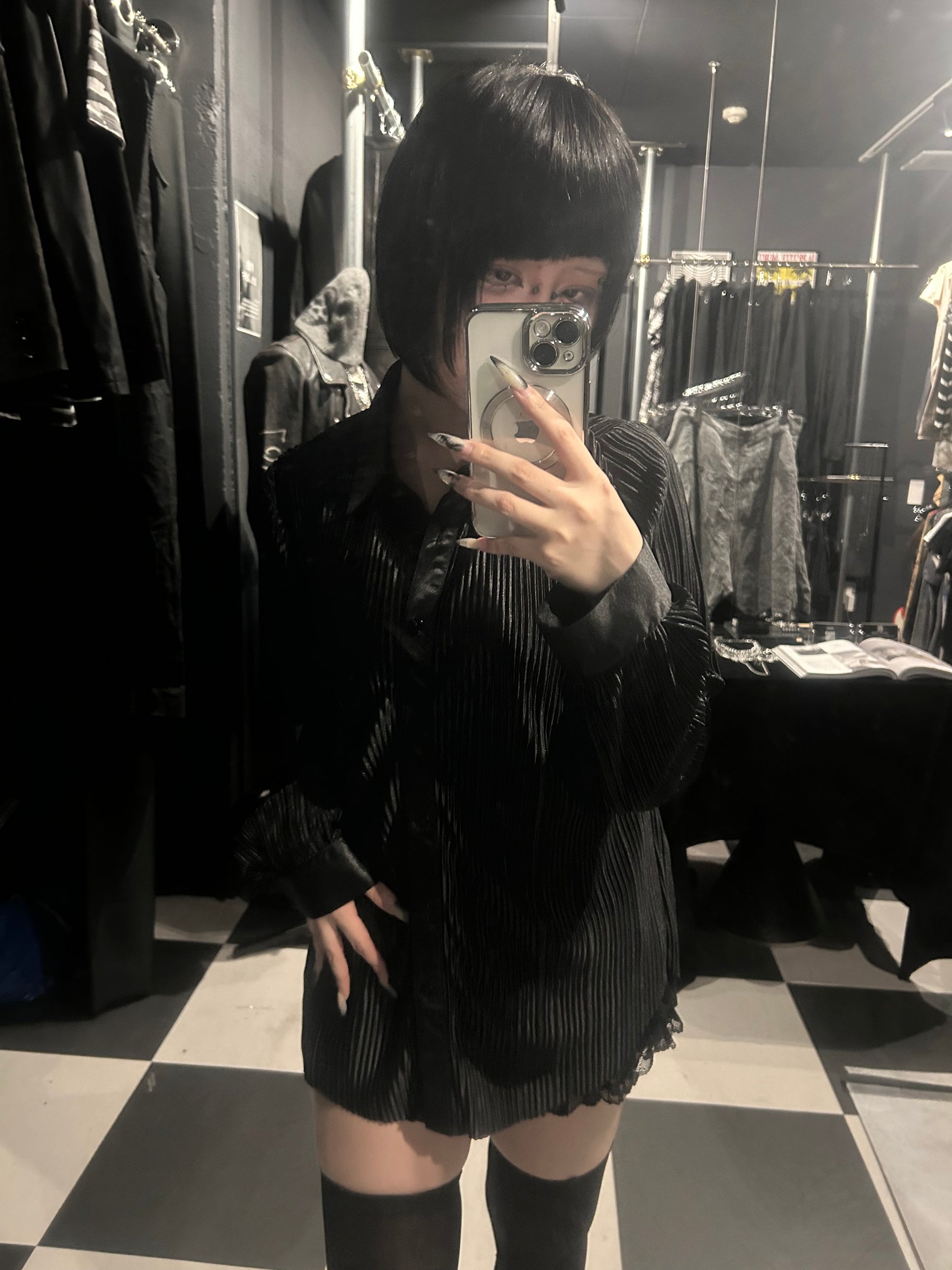 Crinkle-Pleated Shirt