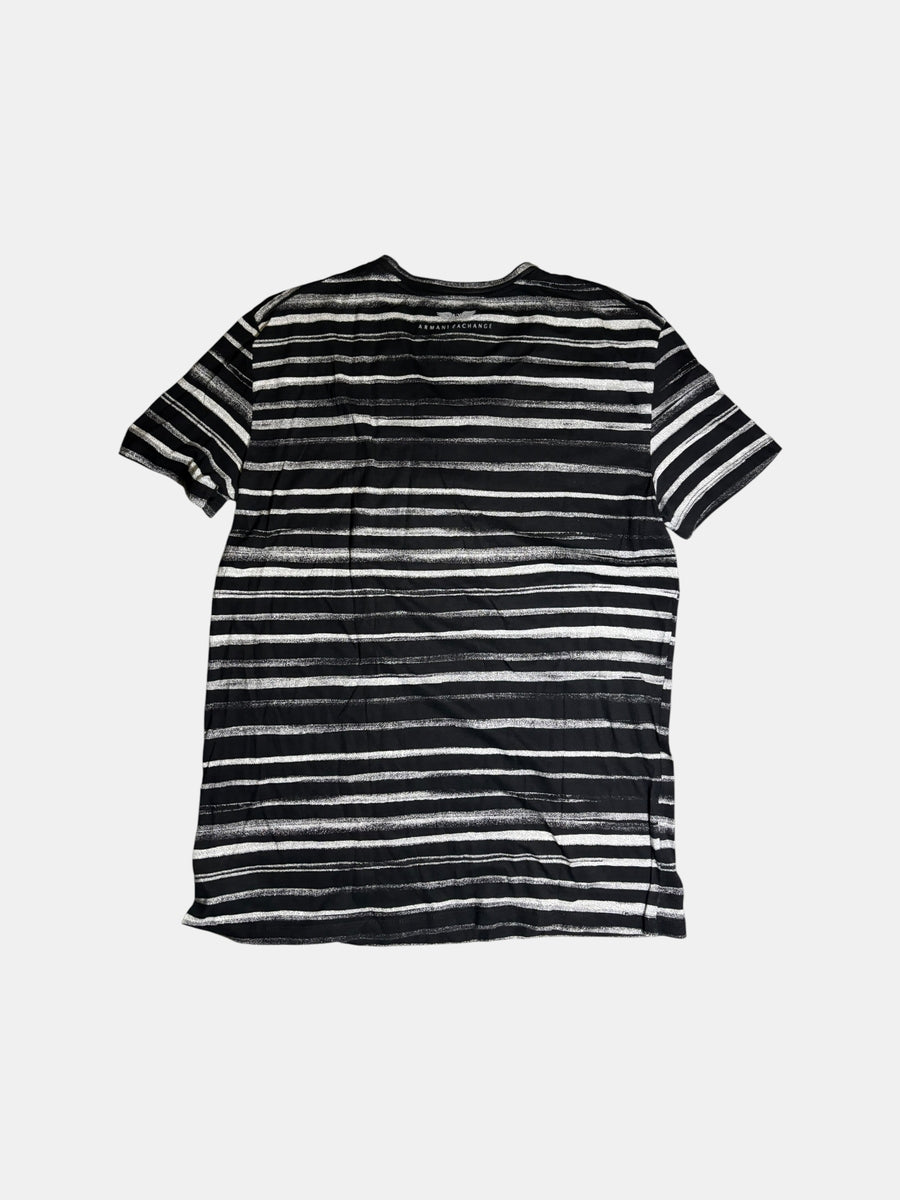 Brushstroke-Stripe V-Neck T-Shirt