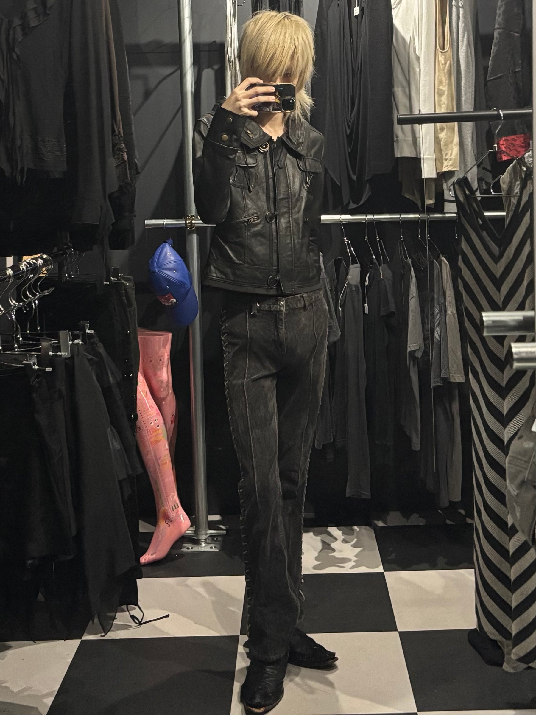 Philipp Plein D-Ring Funnel Neck Leather Jacket