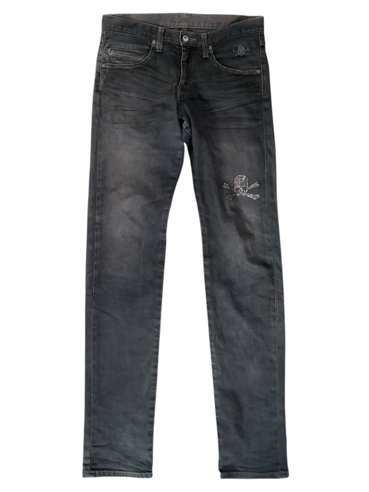 Roen Rhinestone Skull Slim Jeans