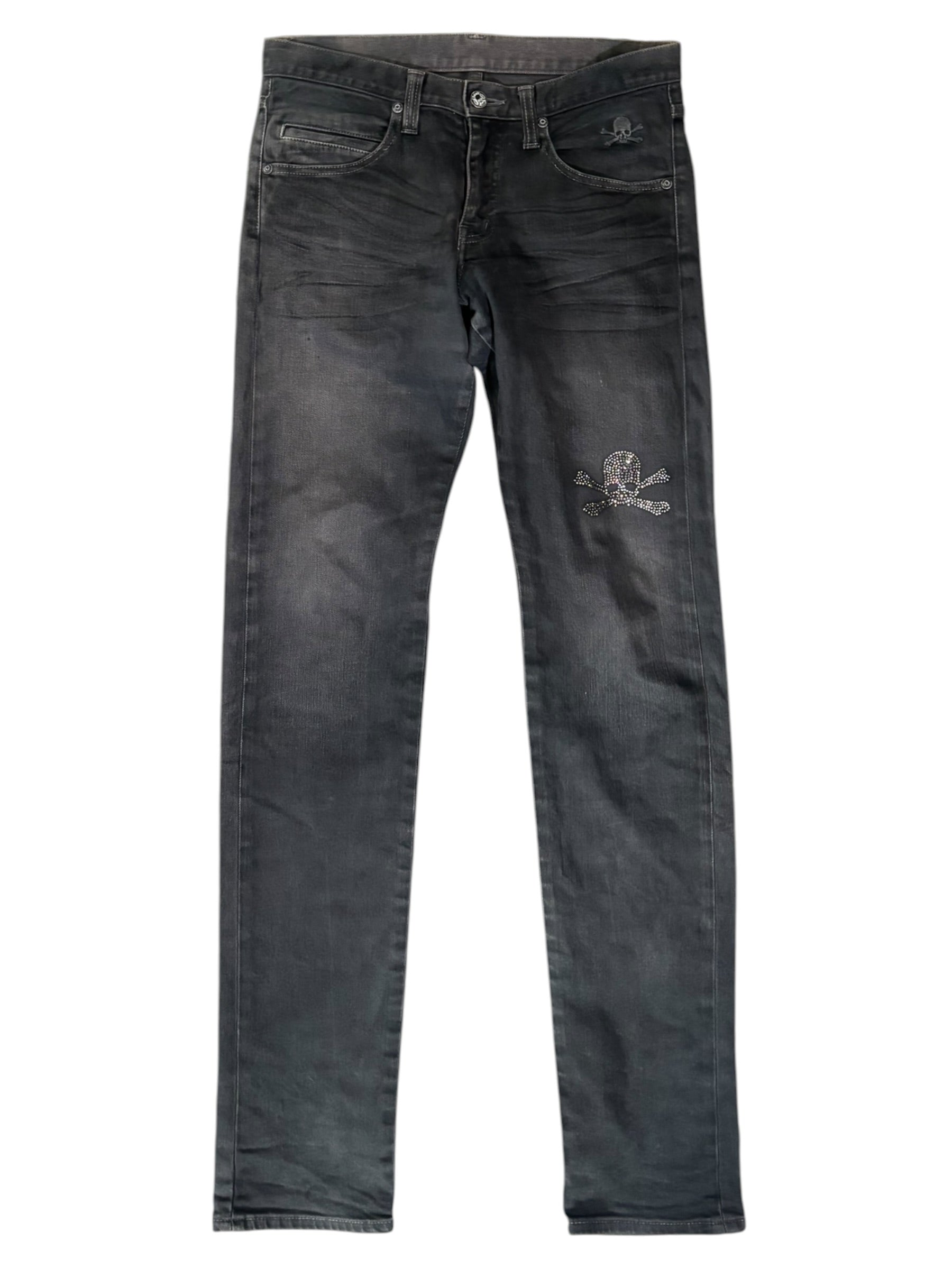 Roen Rhinestone Skull Slim Jeans