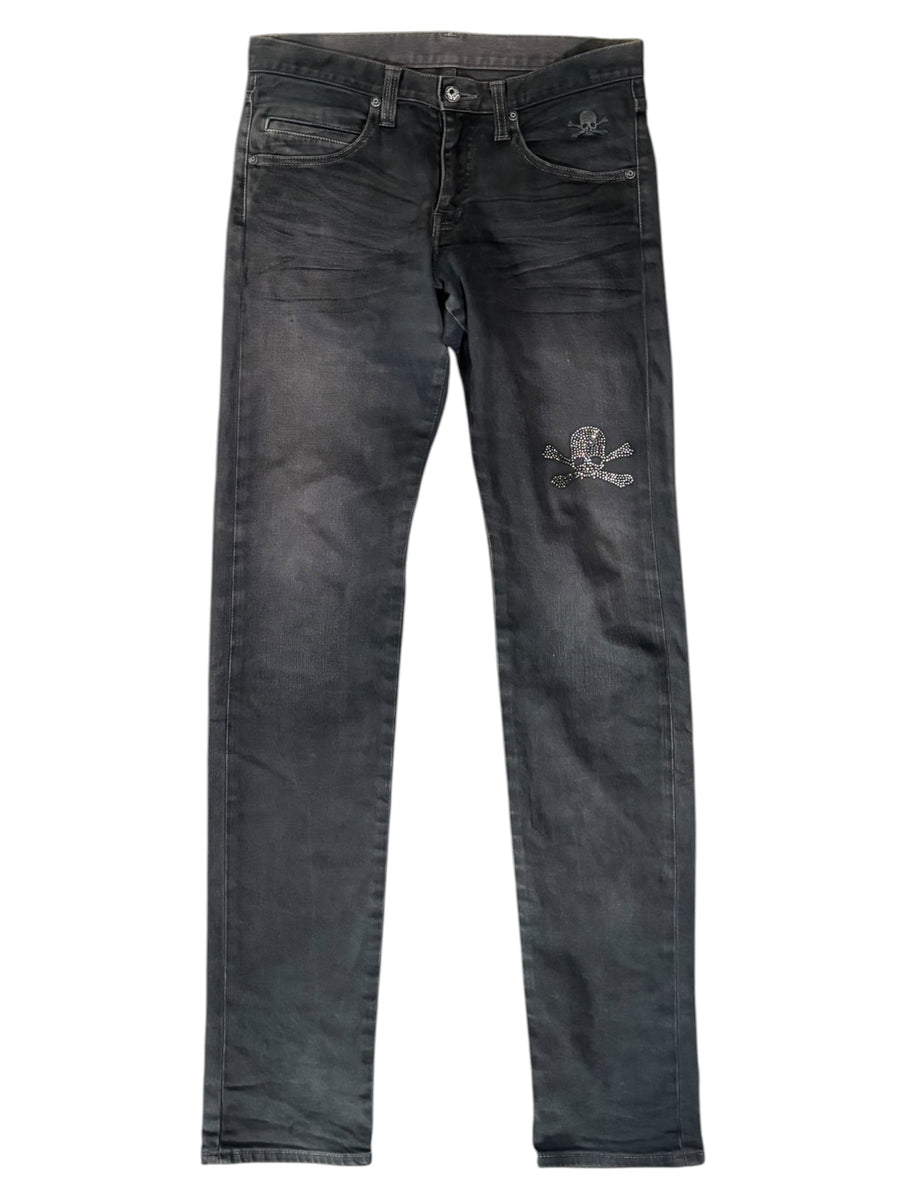 Roen Rhinestone Skull Slim Jeans