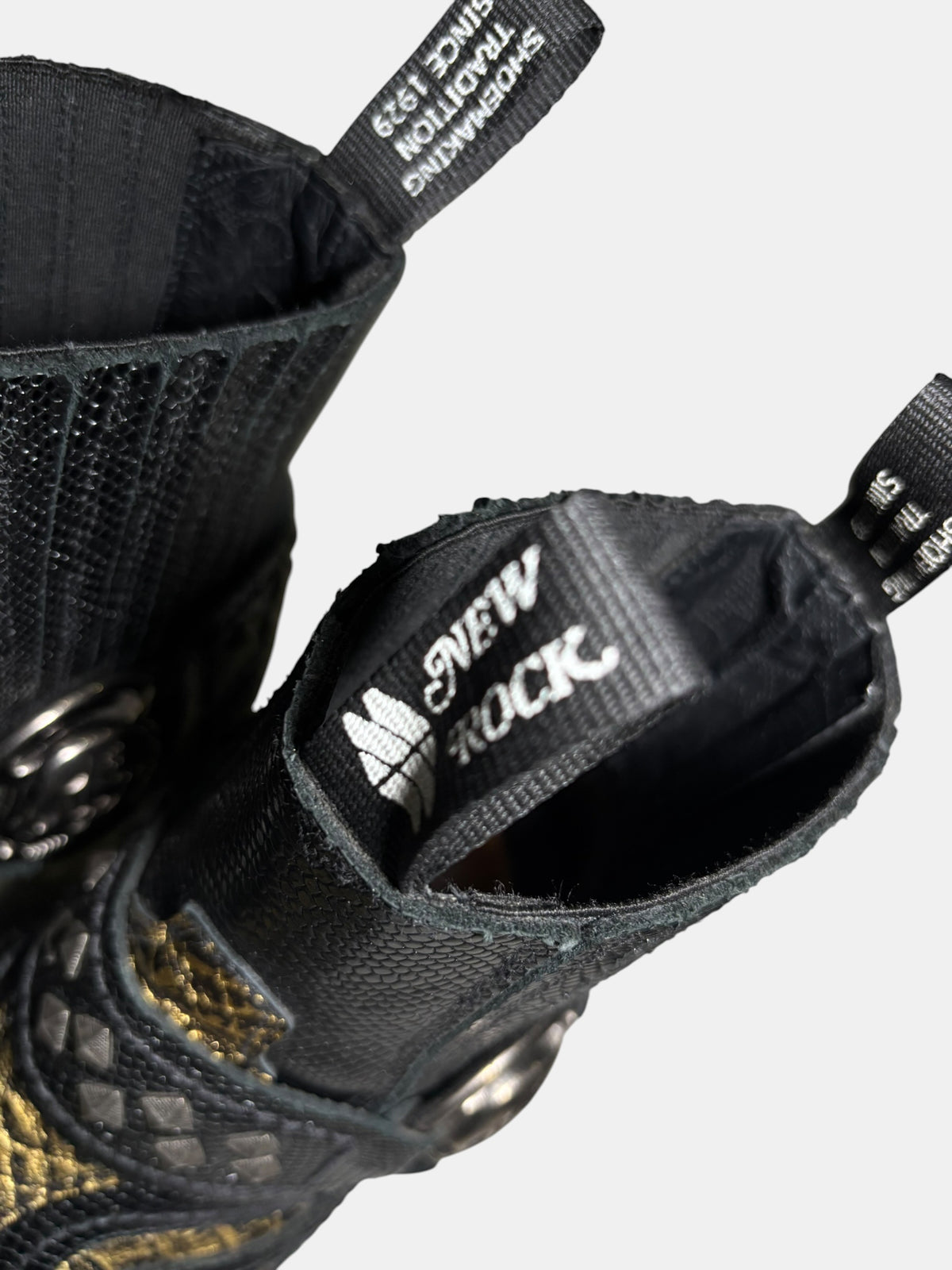 New Rock Metallic Flame Western Ankle Boots