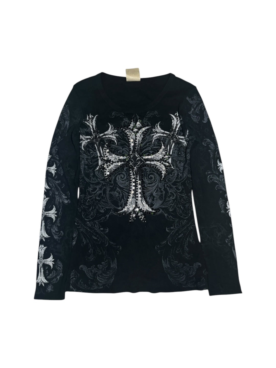 Gothic Cross Graphic Long Sleeve T-Shirt
