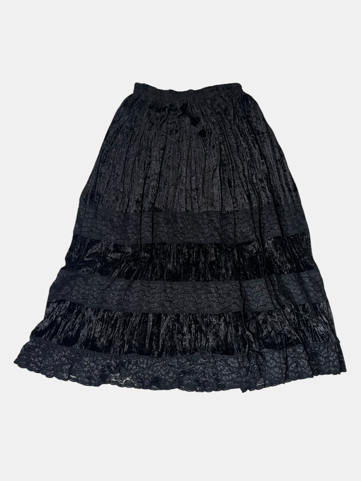 Gothic Tiered Velvet Maxi Skirt