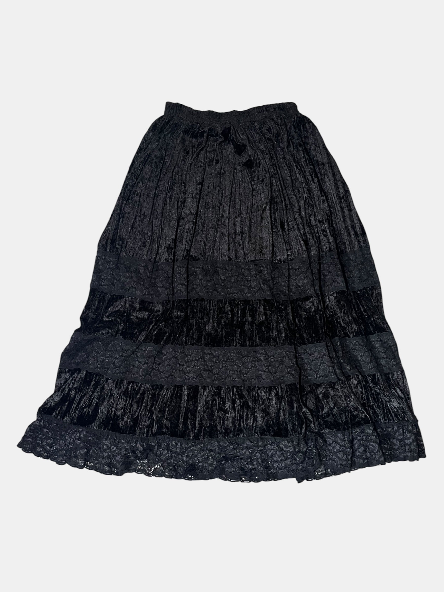 Gothic Tiered Velvet Maxi Skirt