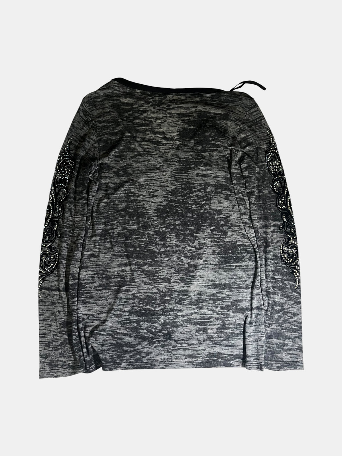 Vocal Rhinestone V-Neck Long Sleeve Top