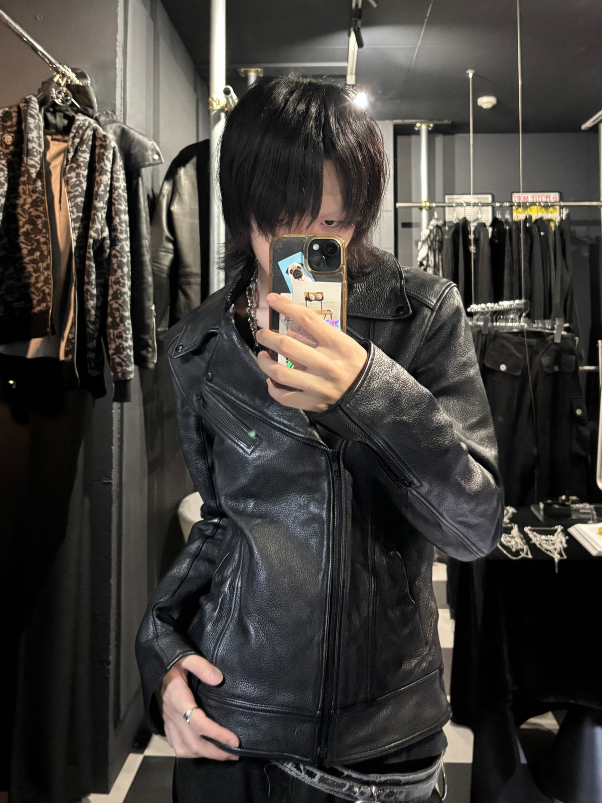 Pebbled Leather Rider Jacket