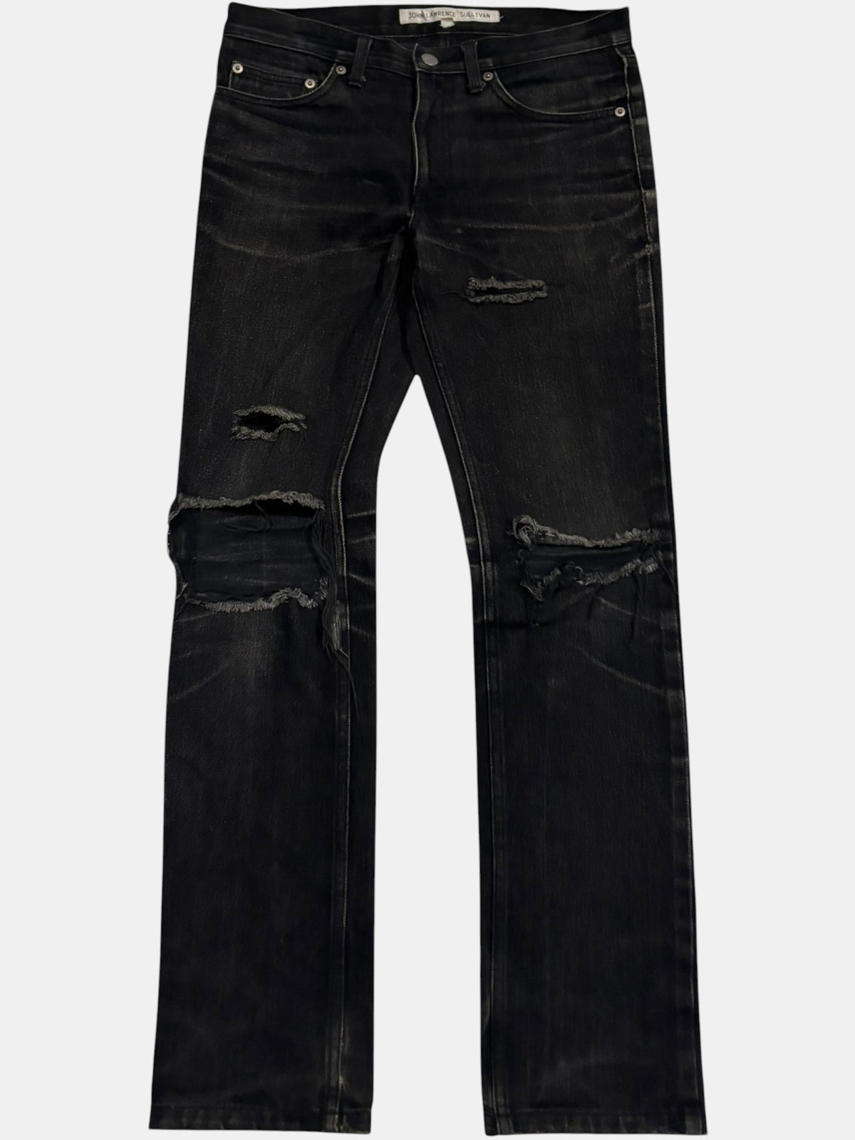 JOHN LAWRENCE SULLIVAN Distressed Black Denim Jeans